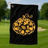 Cute Autumn Fall Leaves Pattern Pumpkin Golf Towel thumb 1
