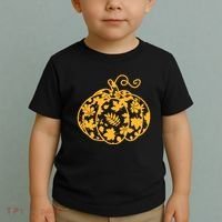 Cute Autumn Fall Leaves Pattern Pumpkin Toddler T-Shirt thumb 2