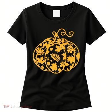 Cute Autumn Fall Leaves Pattern Pumpkin Women's T-Shirt