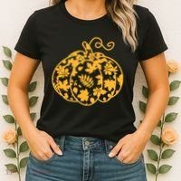 Cute Autumn Fall Leaves Pattern Pumpkin Women's T-Shirt thumb 2