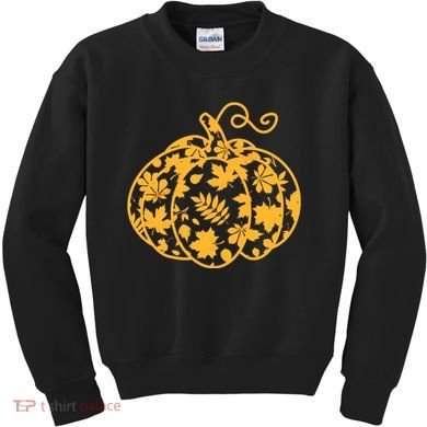 Cute Autumn Fall Leaves Pattern Pumpkin Kids Sweatshirt