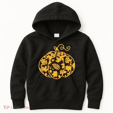 Cute Autumn Fall Leaves Pattern Pumpkin Kids Hoodie