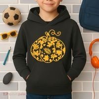 Cute Autumn Fall Leaves Pattern Pumpkin Kids Hoodie thumb 2
