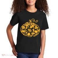 Cute Autumn Fall Leaves Pattern Pumpkin Kids T-Shirt thumb 2