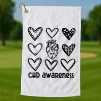 Chd Awareness For Heart Disease Month Awareness Golf Towel thumb 1