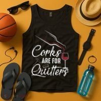 Corks Are For Quitters Funny Wine Drinking Team Festival Tank Top thumb 4