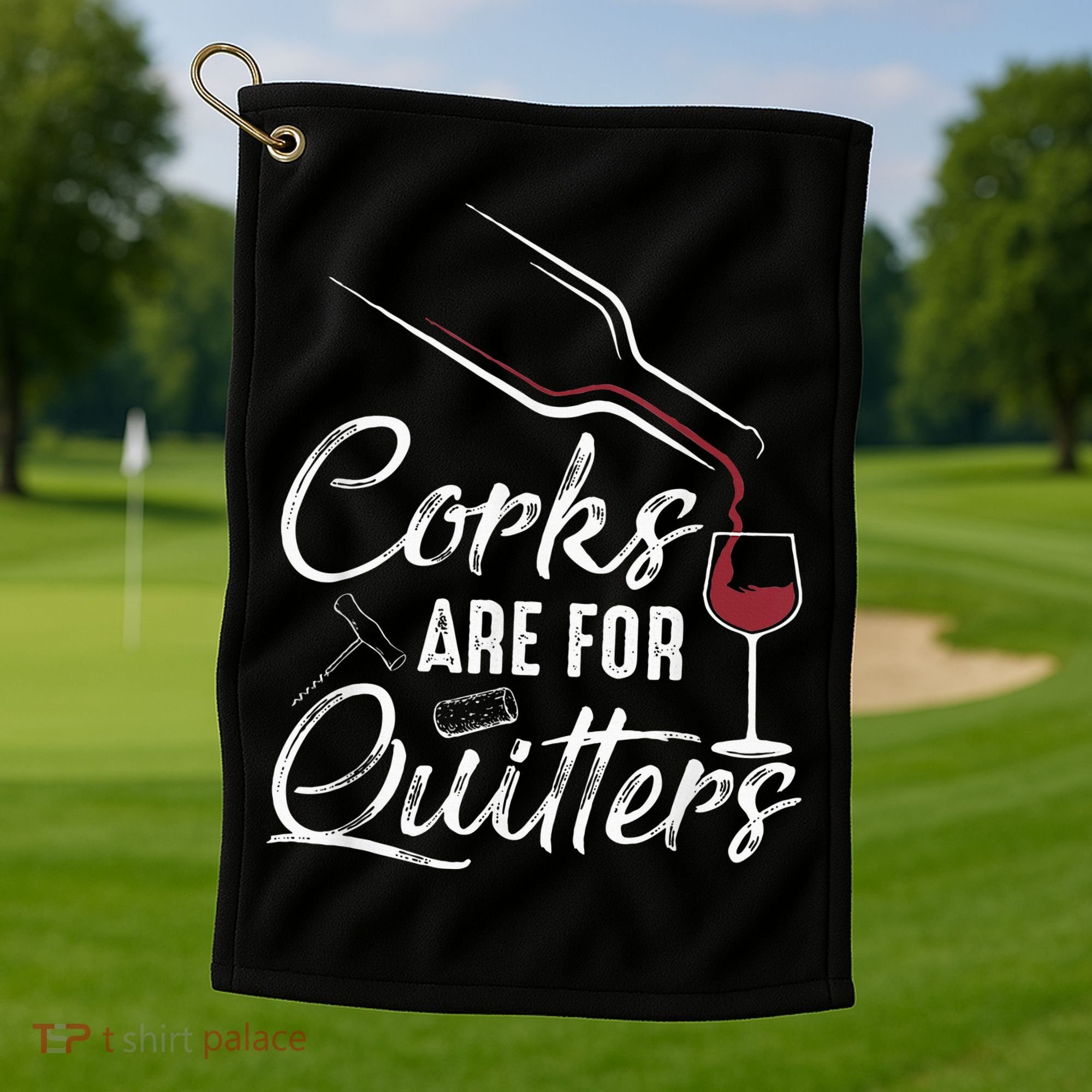 Corks Are For Quitters Funny Wine Drinking Team Festival Golf Towel