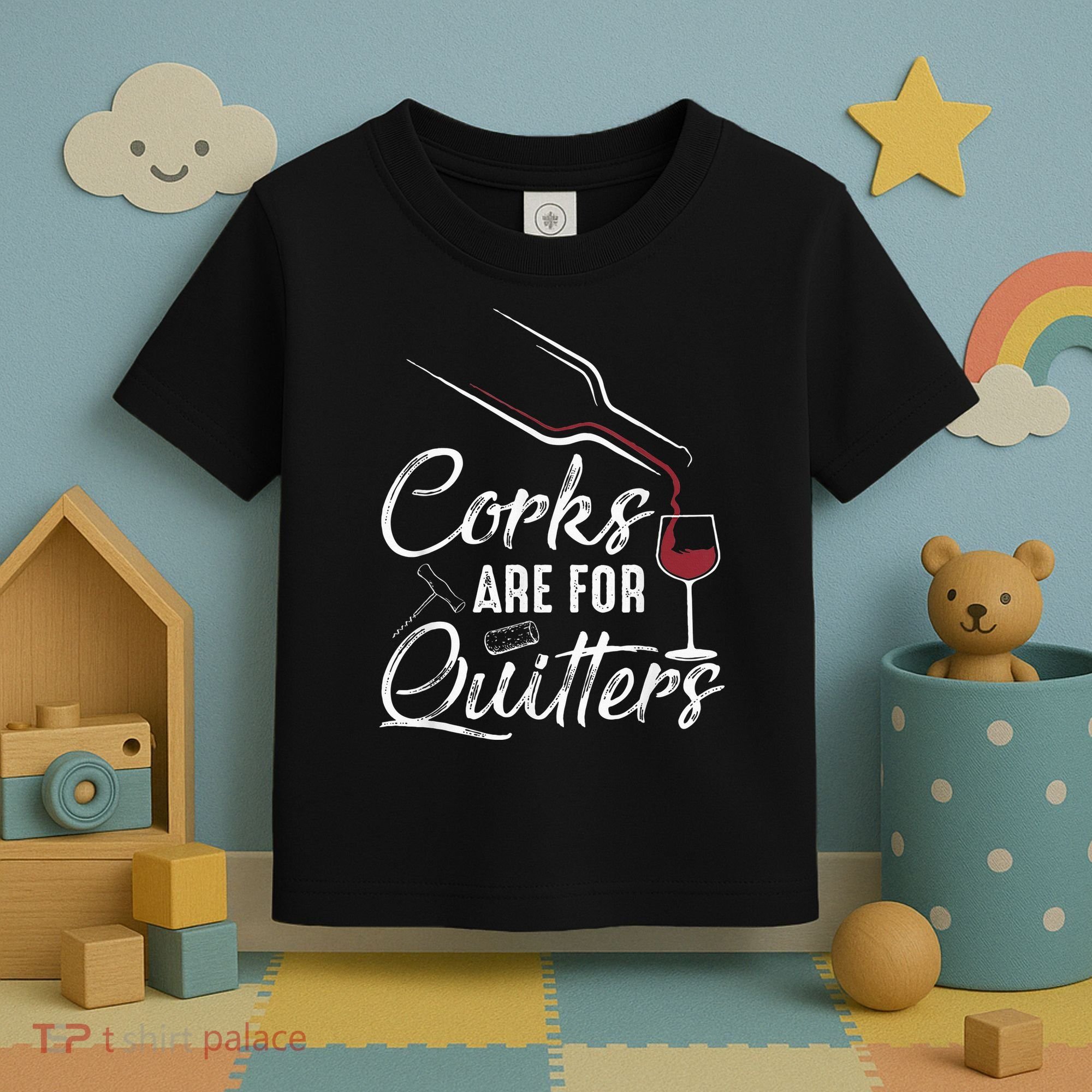 Corks Are For Quitters Funny Wine Drinking Team Festival Toddler T-Shirt