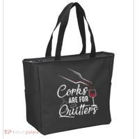 Corks Are For Quitters Funny Wine Drinking Team Festival Tote Bag thumb 2