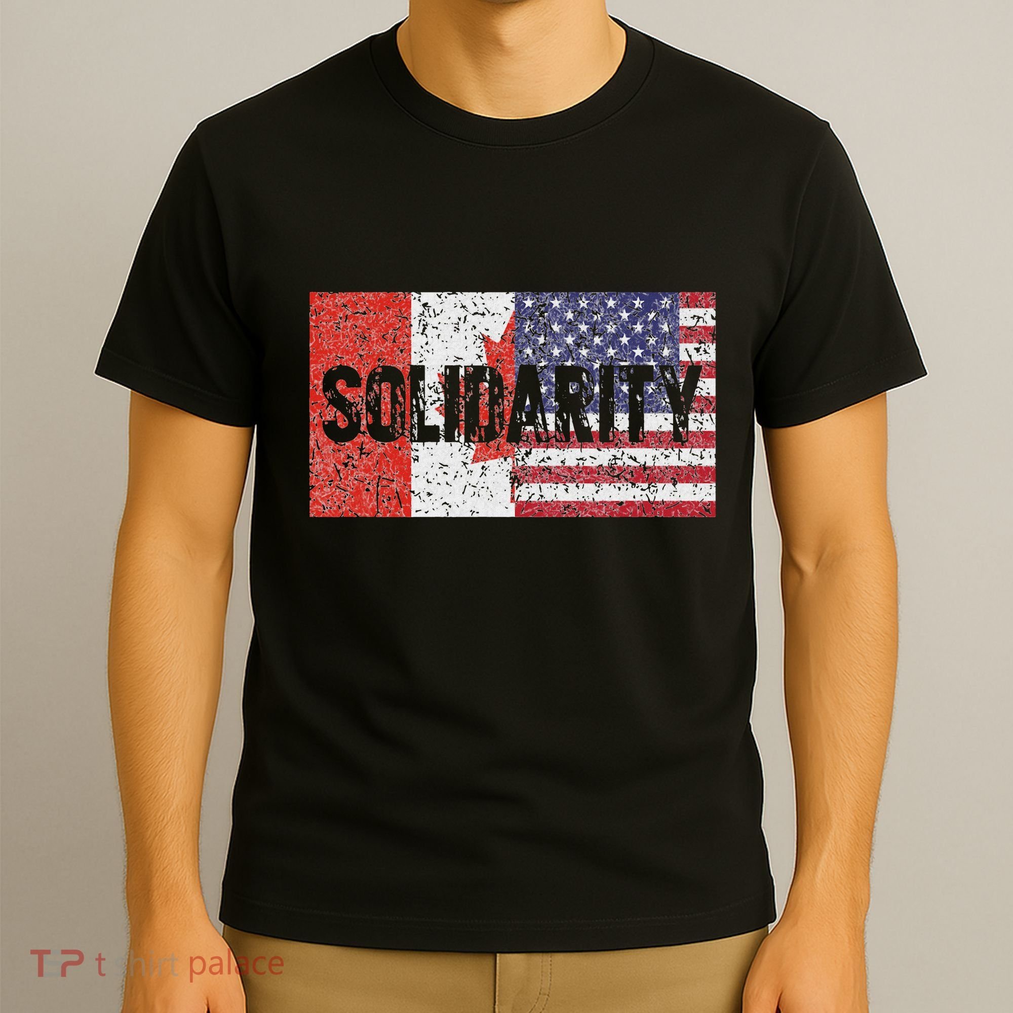 Canada America Flags Together In Solidarity T-Shirt