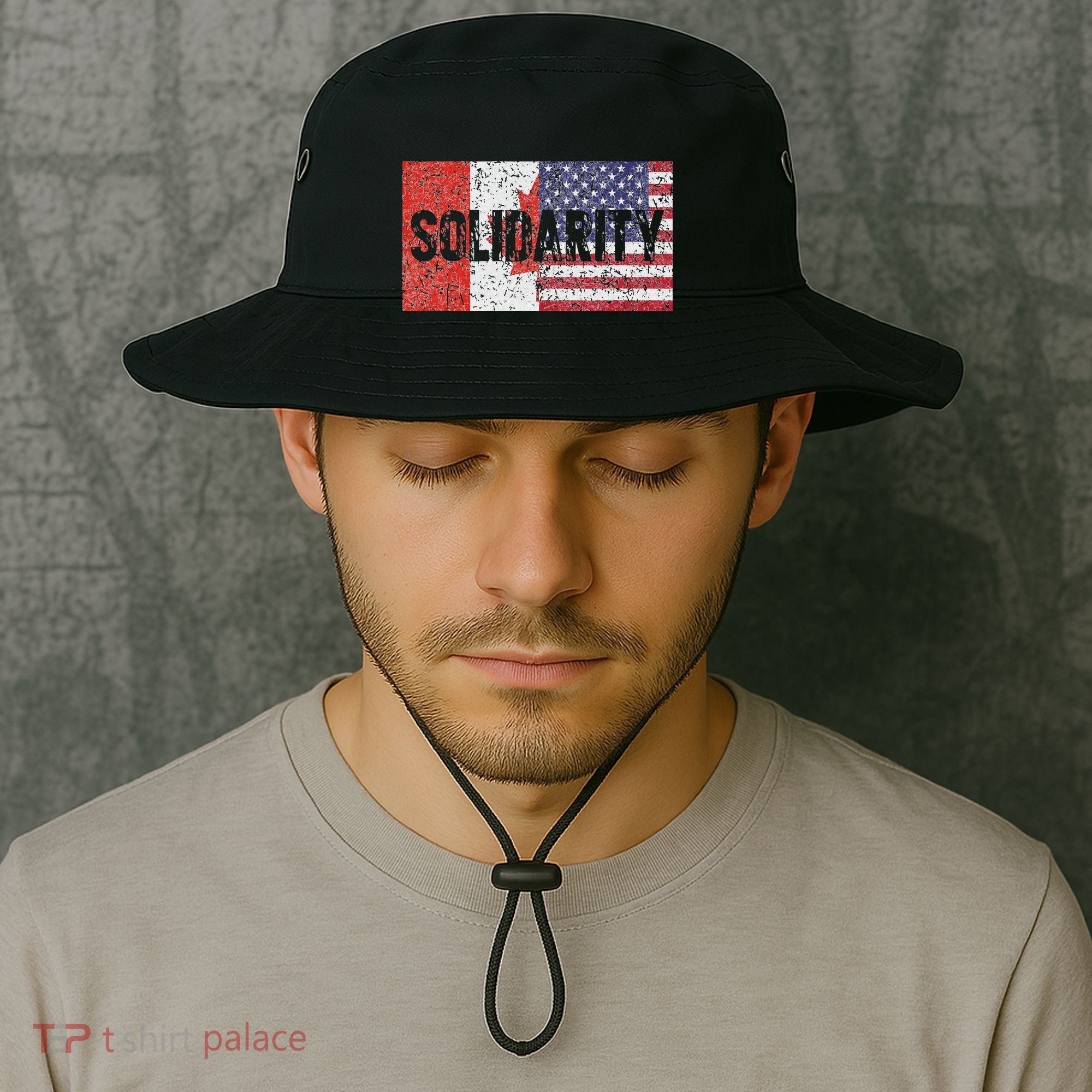 Canada America Flags Together In Solidarity Bucket Hat