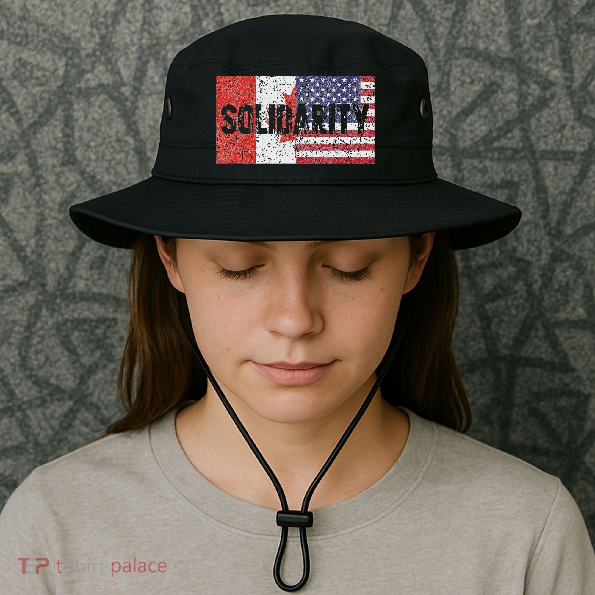 Canada America Flags Together In Solidarity Bucket Hat