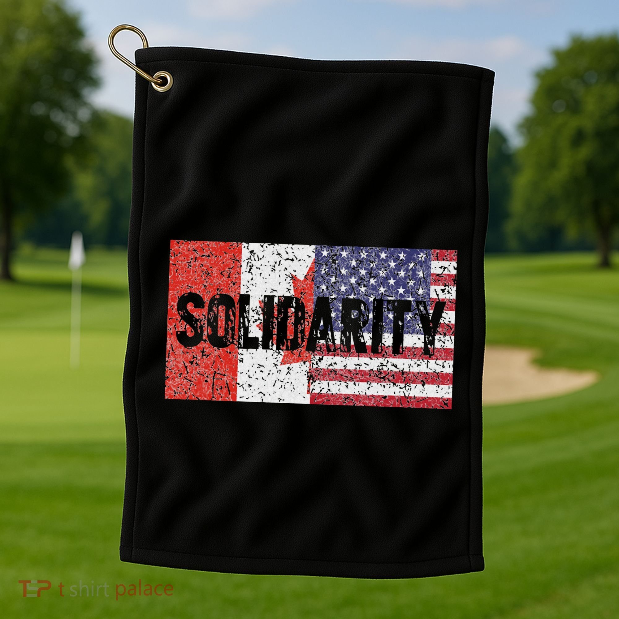 Canada America Flags Together In Solidarity Golf Towel