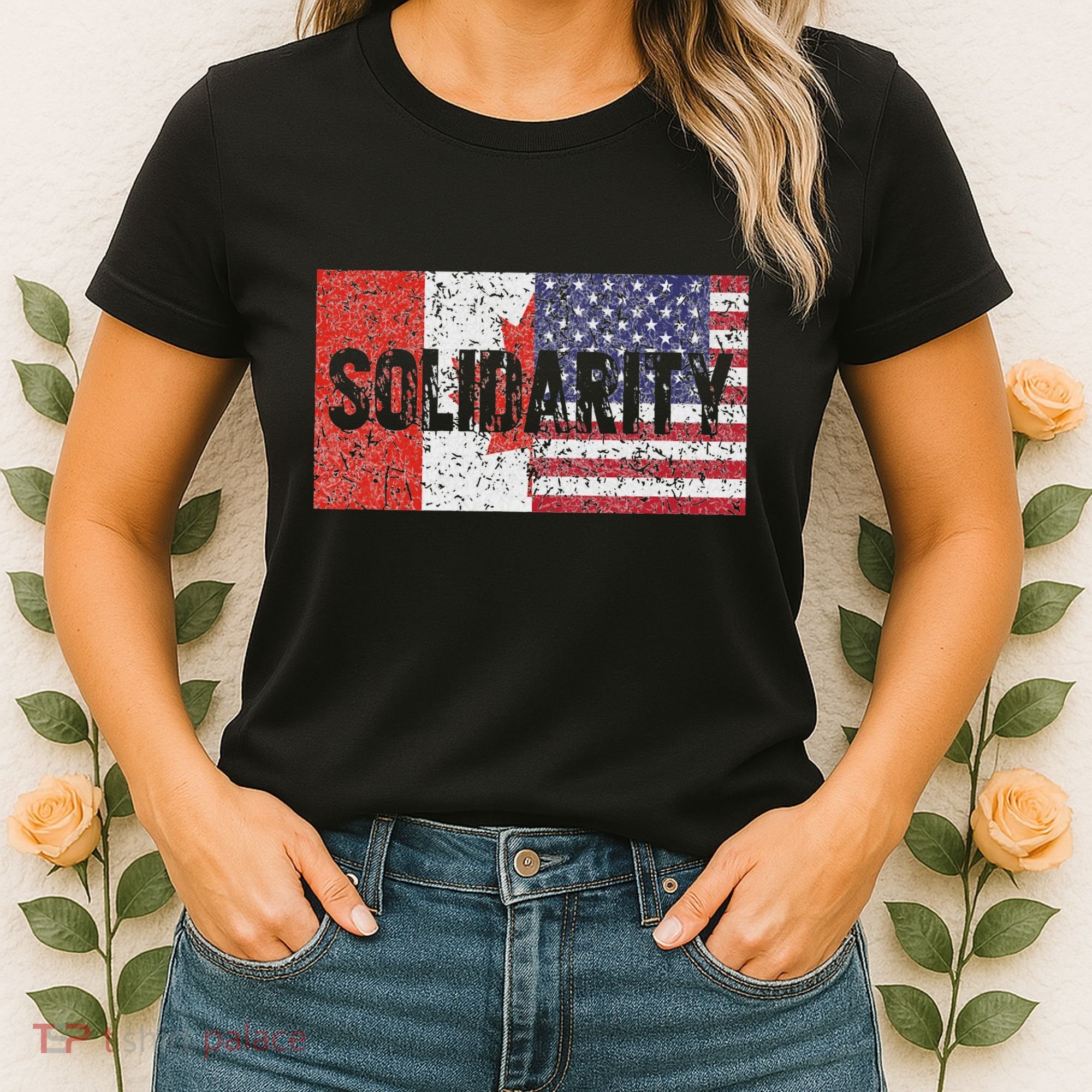 Canada America Flags Together In Solidarity Women's T-Shirt