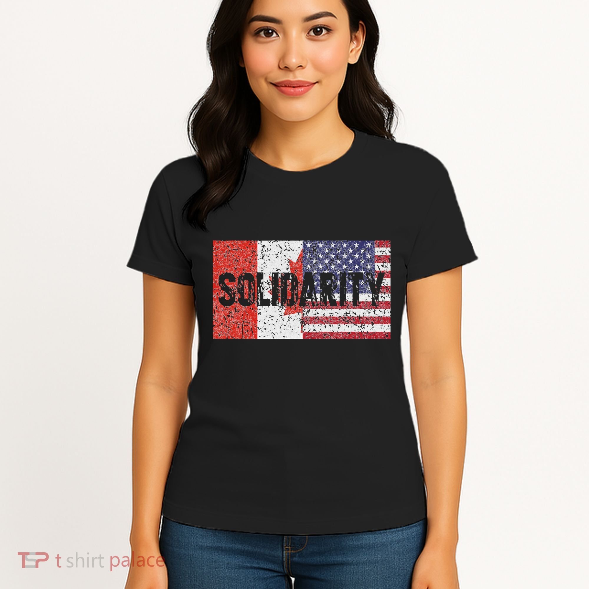 Canada America Flags Together In Solidarity Women's T-Shirt