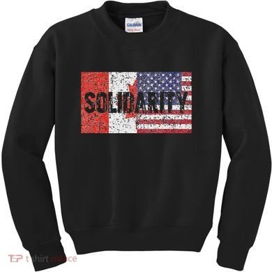 Canada America Flags Together In Solidarity Kids Sweatshirt