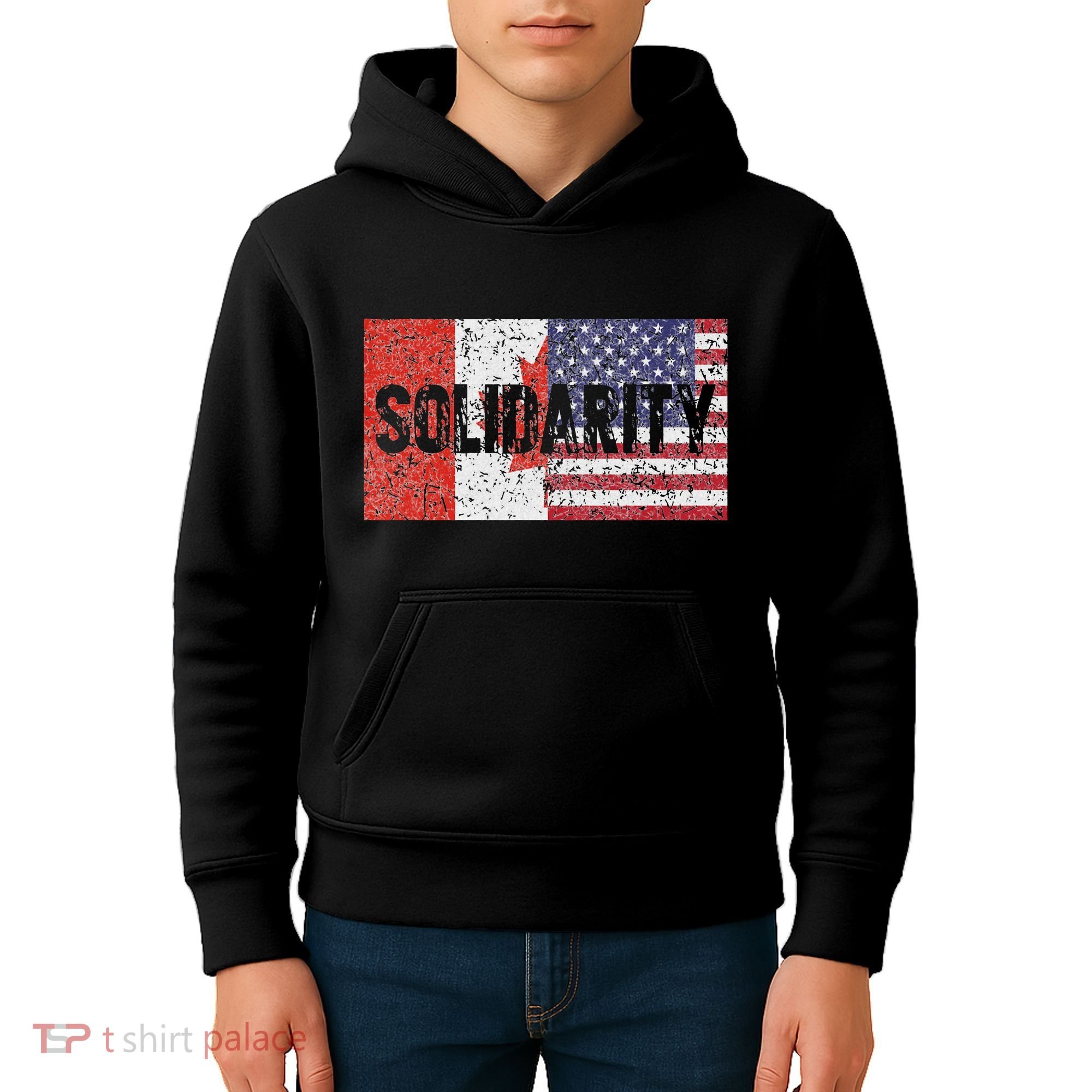 Canada America Flags Together In Solidarity Kids Hoodie