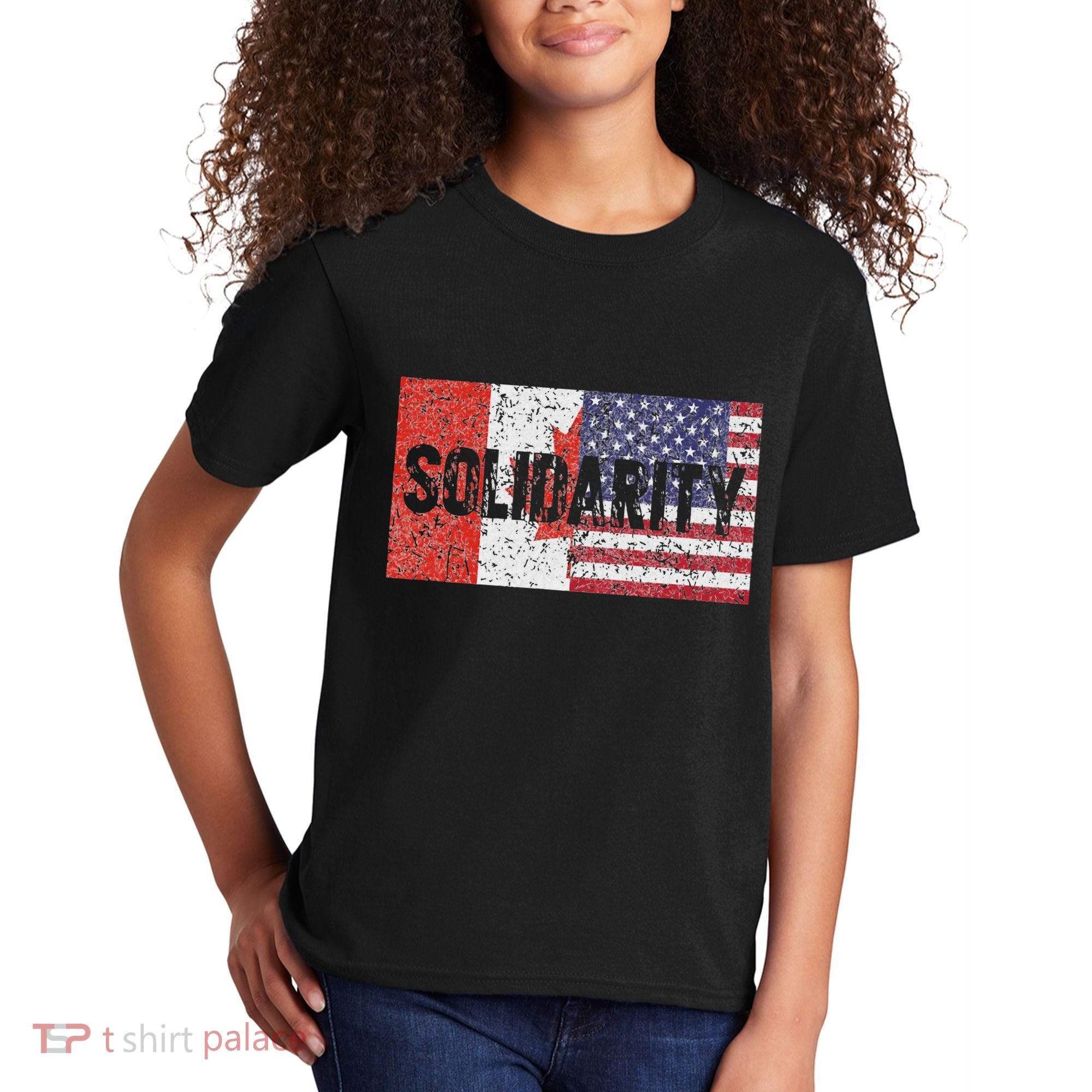 Canada America Flags Together In Solidarity Kids T-Shirt