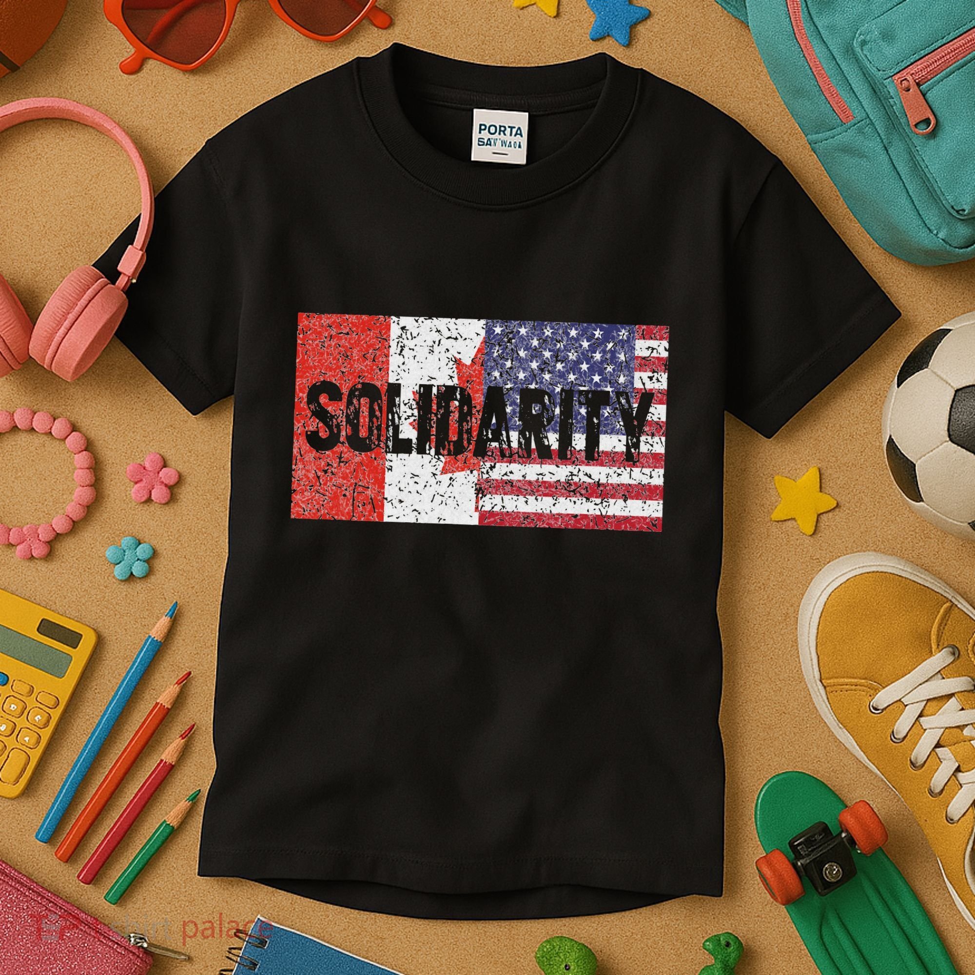 Canada America Flags Together In Solidarity Kids T-Shirt