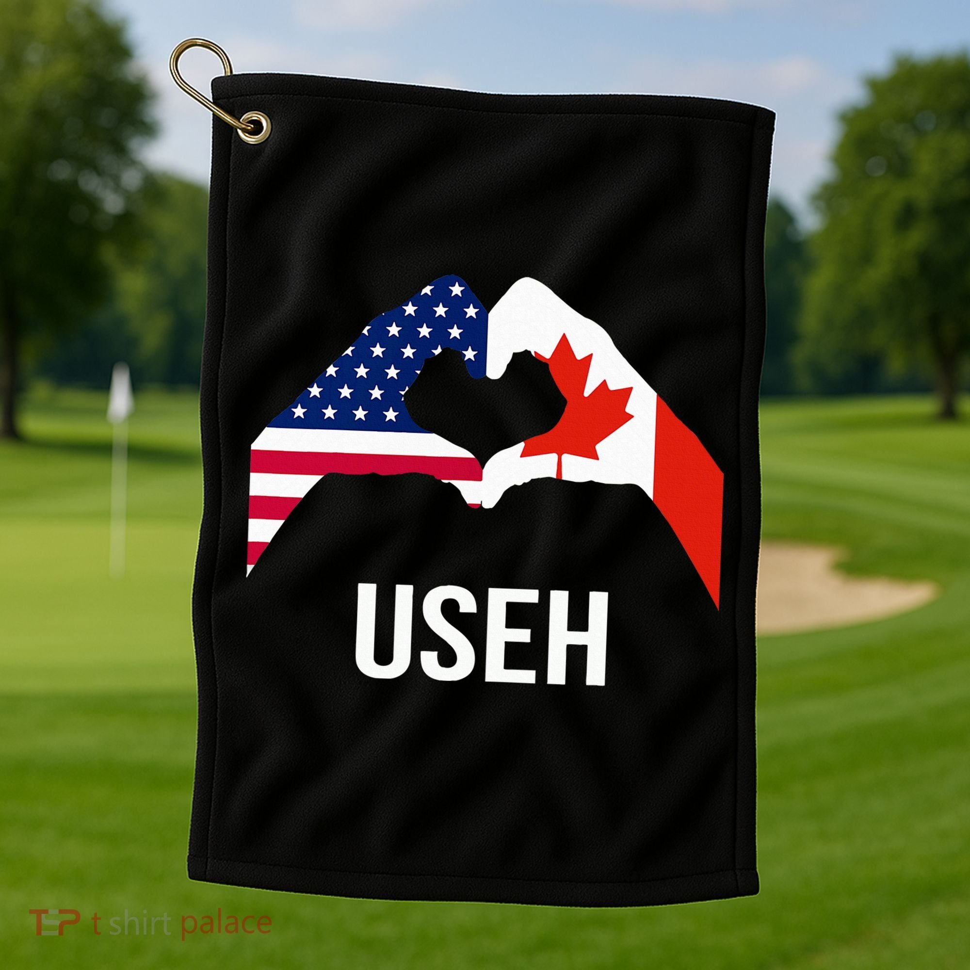 Canada American Flag Us Eh Golf Towel