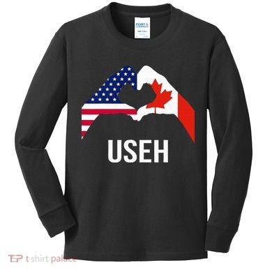 Canada American Flag Us Eh Kids Long Sleeve Shirt