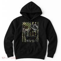 Camouflage American Flag Fishing Hunting Hunter Deer Fish Hoodie thumb 0