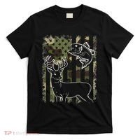 Camouflage American Flag Fishing Hunting Hunter Deer Fish T-Shirt thumb 0