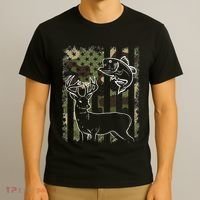 Camouflage American Flag Fishing Hunting Hunter Deer Fish T-Shirt thumb 3