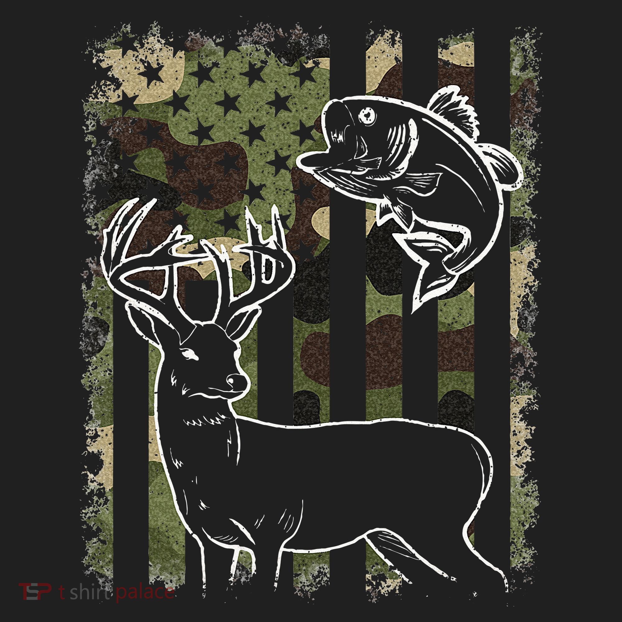 Camouflage American Flag Fishing Hunting Hunter Deer Fish Beanie