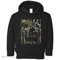 Camouflage American Flag Fishing Hunting Hunter Deer Fish Toddler Hoodie thumb 0