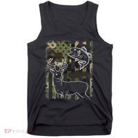 Camouflage American Flag Fishing Hunting Hunter Deer Fish Tank Top thumb 0