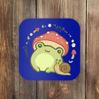 Cottagecore Aesthetic Frog Snail Cute Vintage Gift Coaster