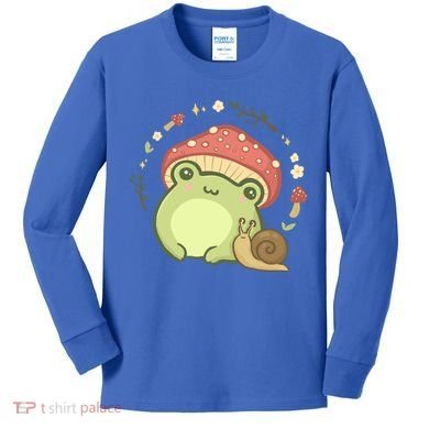 Cottagecore Aesthetic Frog Snail Cute Vintage Gift Kids Long Sleeve Shirt