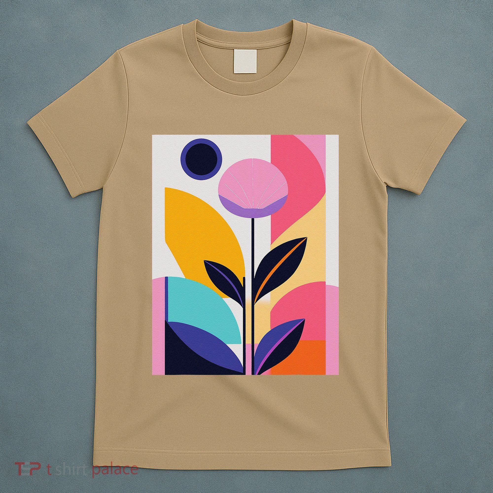Colorful Abstract Floral Print Top Cute Casual Summer T-Shirt