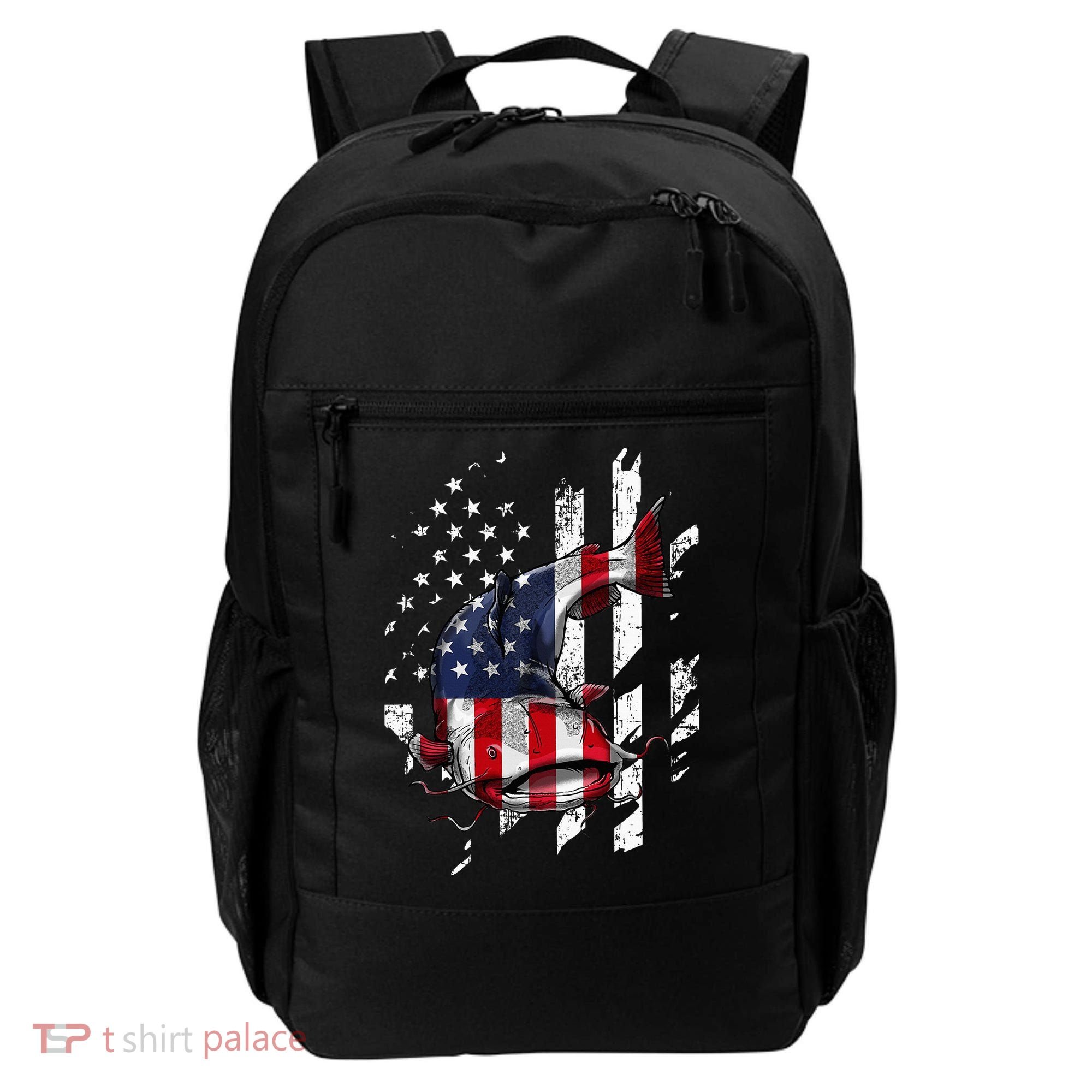 Catfishing American Flag Catfish Angler Fisherman Backpack