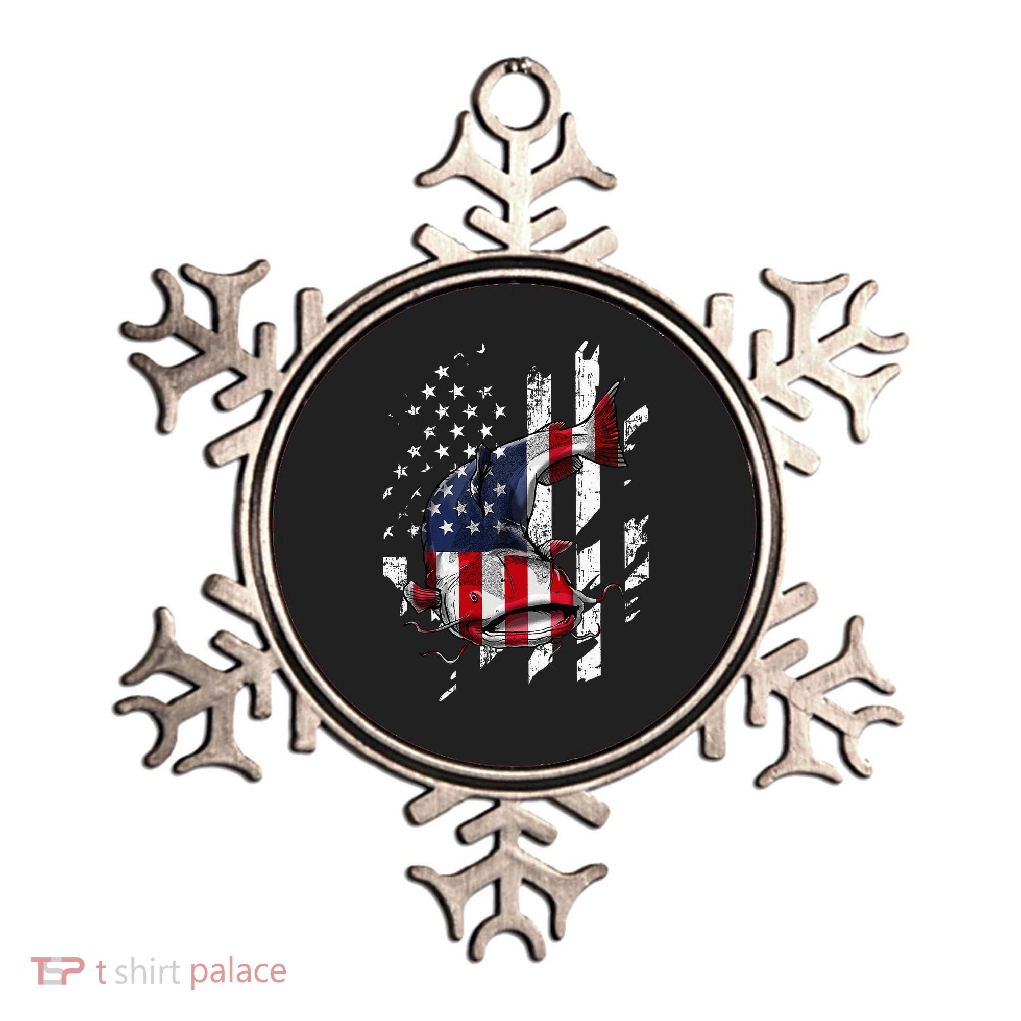 Catfishing American Flag Catfish Angler Fisherman Ornament