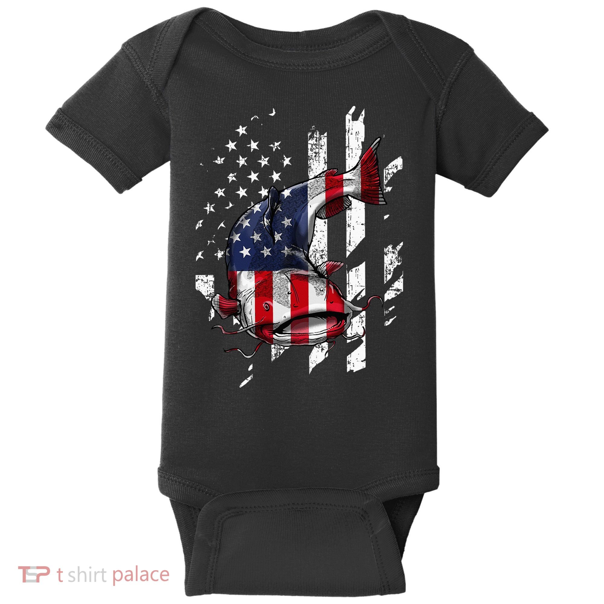 Catfishing American Flag Catfish Angler Fisherman Baby Bodysuit