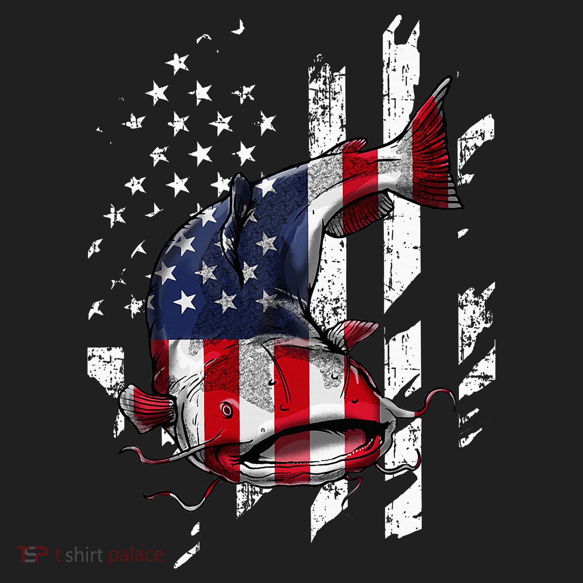 Catfishing American Flag Catfish Angler Fisherman Hat