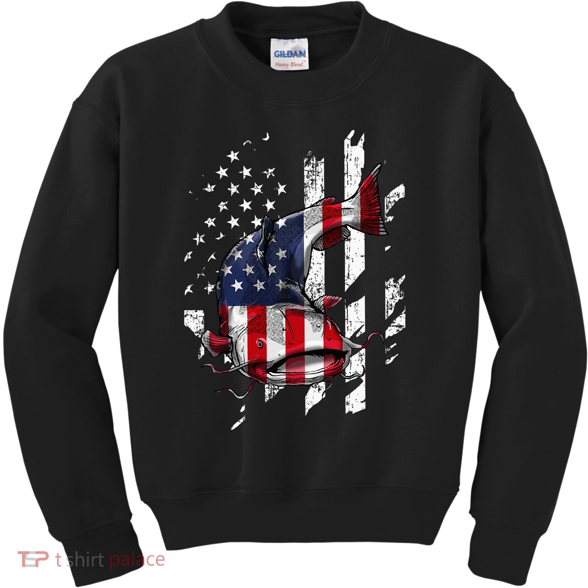 Catfishing American Flag Catfish Angler Fisherman Kids Sweatshirt