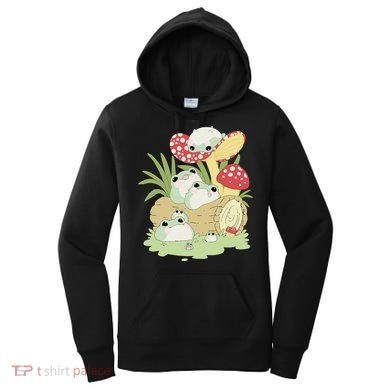 Cottagecore Aesthetic Frog Lying on Mushroom Women's Hoodie