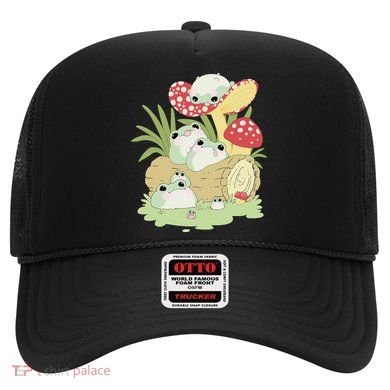 Cottagecore Aesthetic Frog Lying on Mushroom Hat