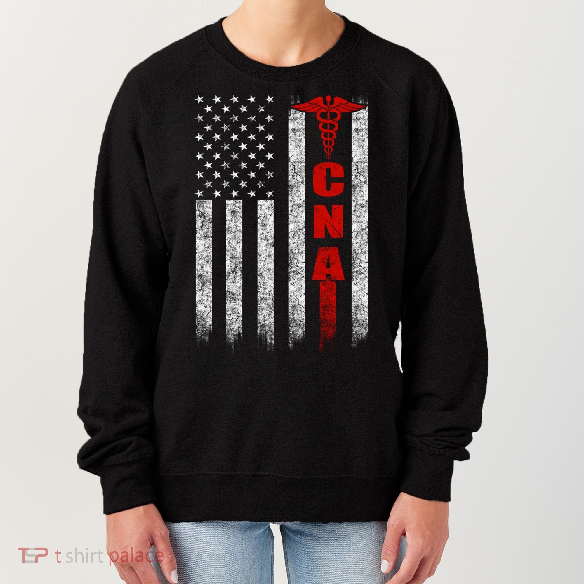 Cna American Flag Patriotic Pride Nurse Gift Women's Sweatshirt