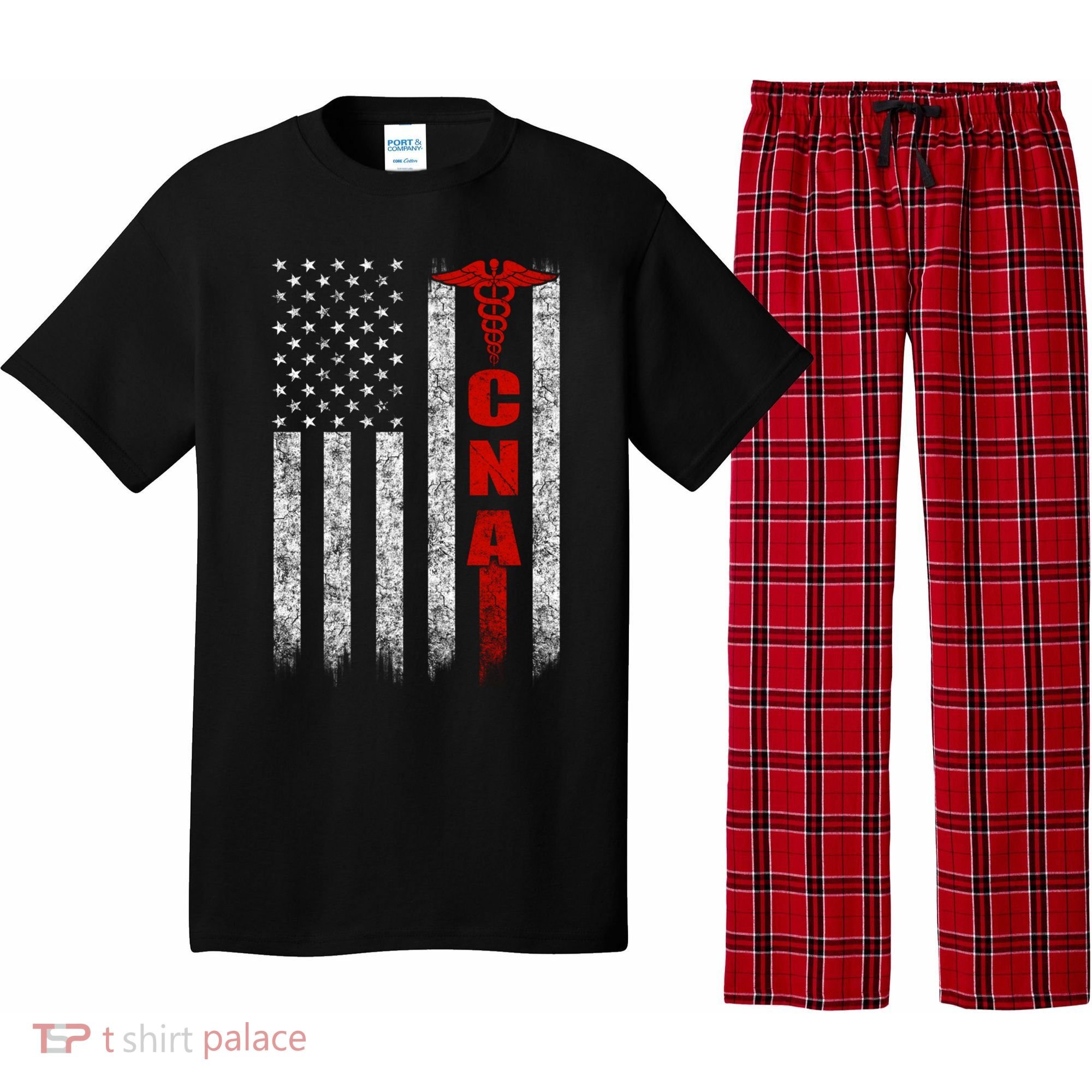 Cna American Flag Patriotic Pride Nurse Gift Pajama Set