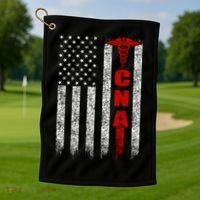 Cna American Flag Patriotic Pride Nurse Gift Golf Towel thumb 1