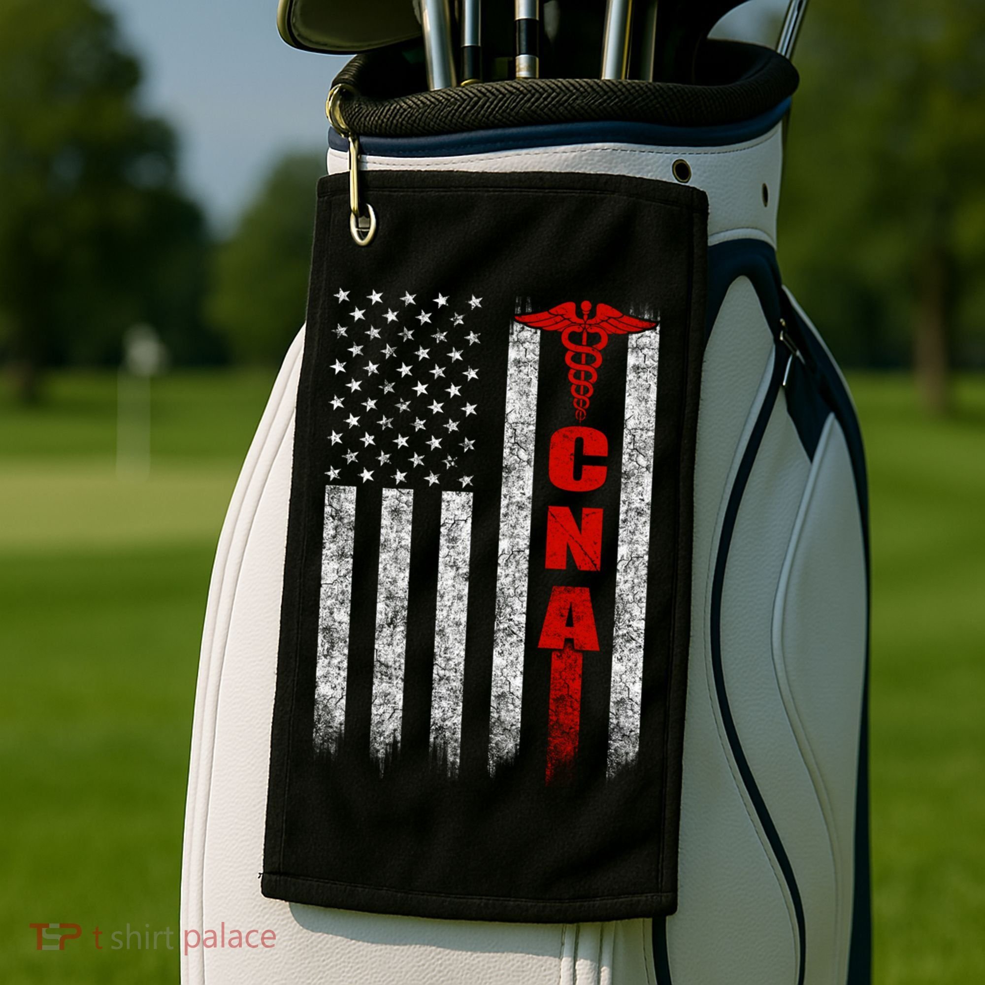Cna American Flag Patriotic Pride Nurse Gift Golf Towel