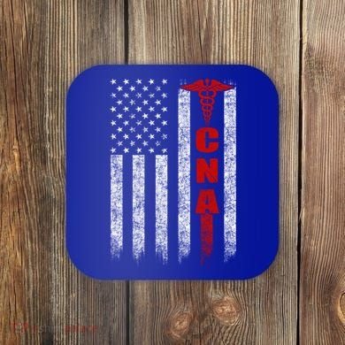 Cna American Flag Patriotic Pride Nurse Gift Coaster