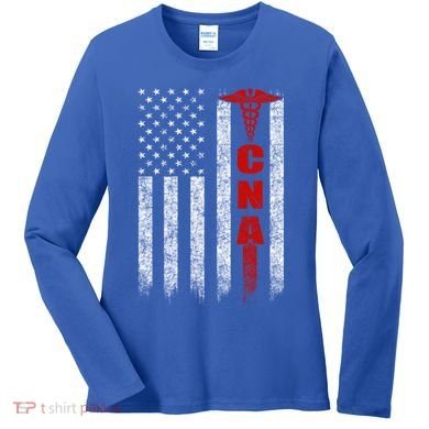 Cna American Flag Patriotic Pride Nurse Gift Women's Long Sleeve Shirt