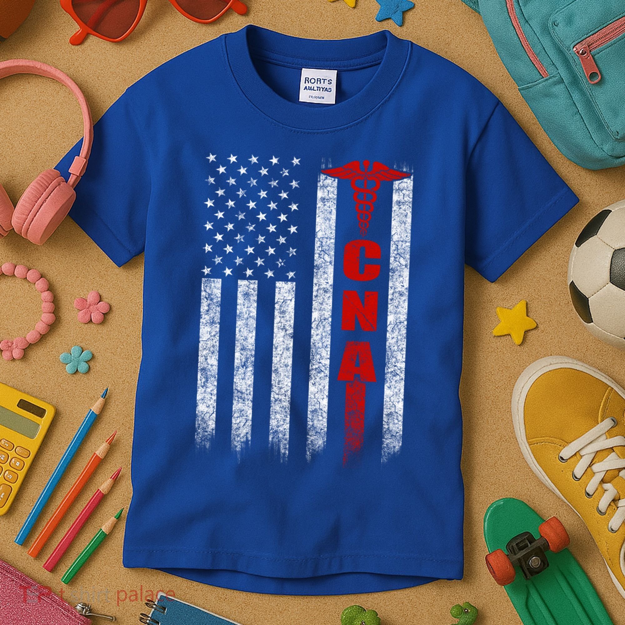 Cna American Flag Patriotic Pride Nurse Gift Kids T-Shirt