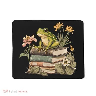 Cottagecore Aesthetic Frog Reading Book Mushroom Lover Mousepad