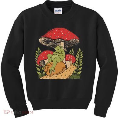 Cottagecore Aesthetic Frog Mushroom Snail Goblincore Toad Kids Sweatshirt